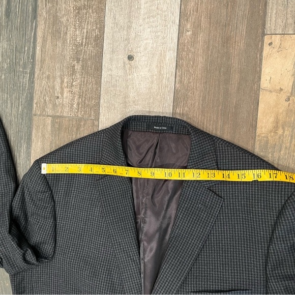Pronto Uomo Platinum Men's 100% Wool 2 Button Black Gray Check Jacket 44 Short - Picture 8 of 11